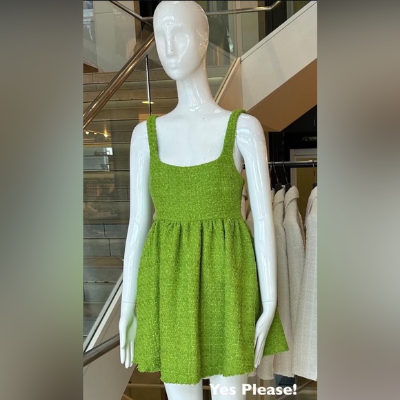 Zara Dresses & Skirts - Zara Lime Green tweed Textured Mini Dress